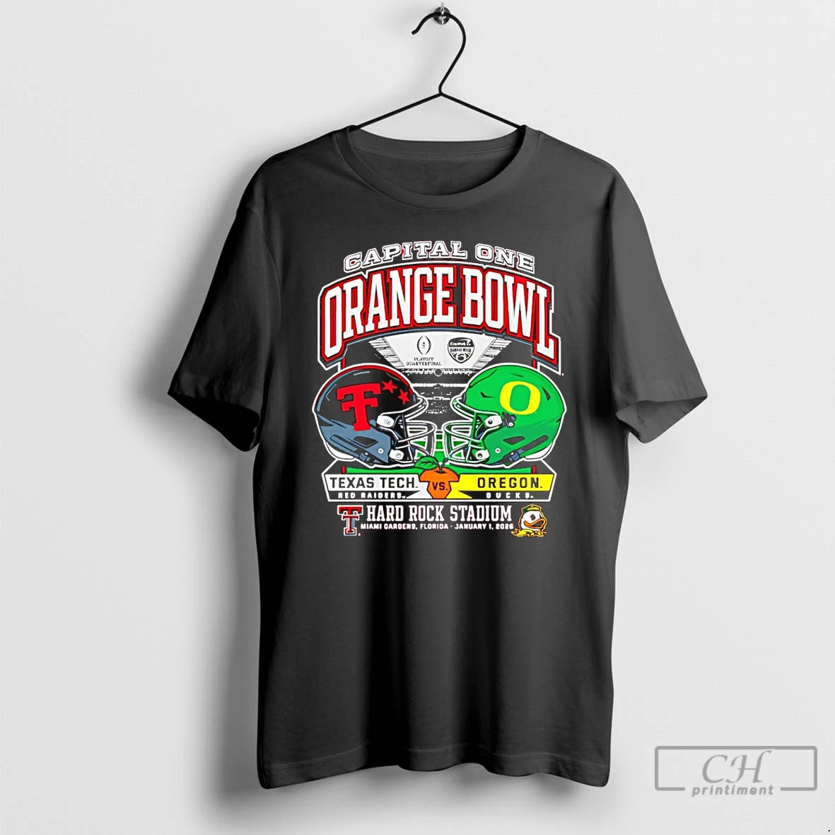 Premium Texas Tech Vs Oregon 2025 Orange Bowl Dueling Helmets - clothing by TeeHivey.com