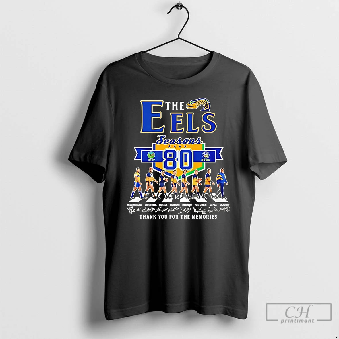 Premium The Eels Season 80th 1947 2026 Thank You For The Memories Signatures T Shirts - clothing by TeeHivey.com
