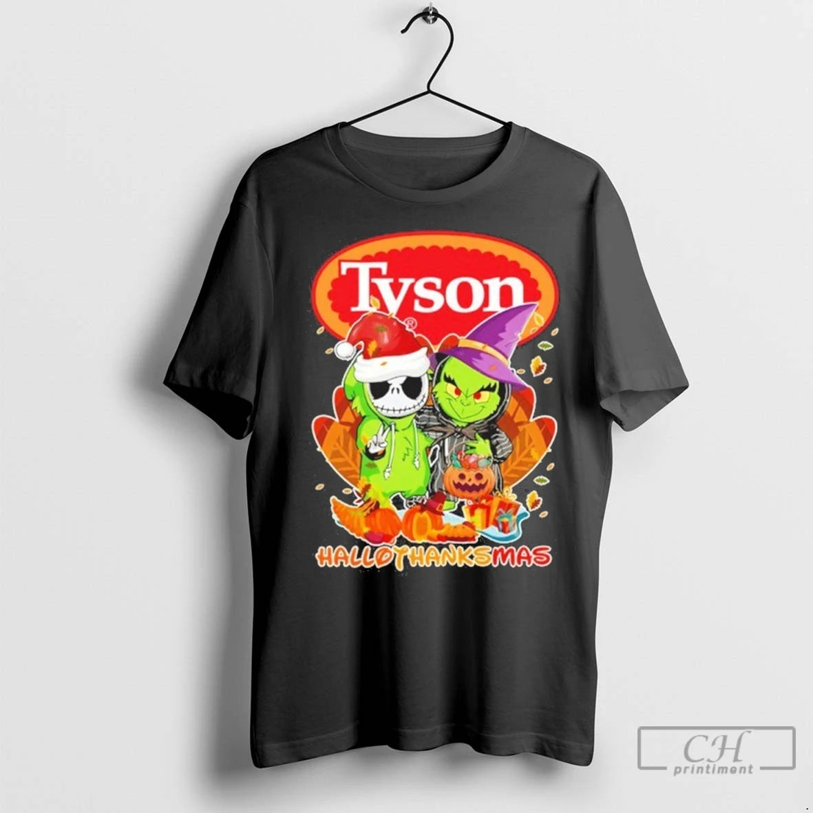 Premium The Grinch And Santa Jack Tyson Logo Hallothanksmas