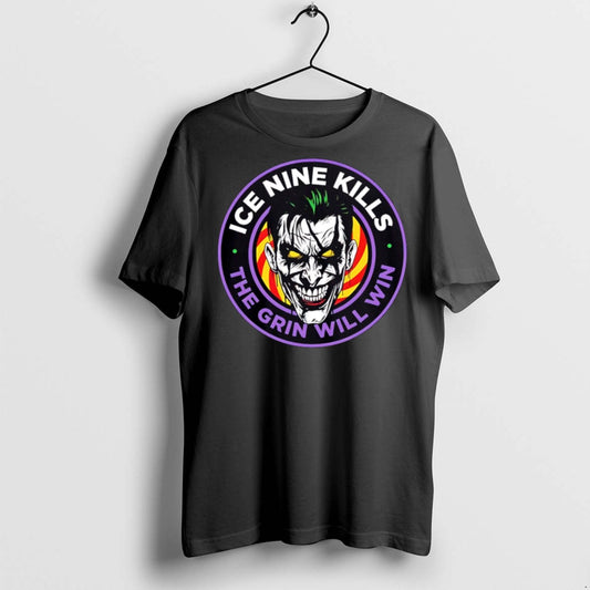 Premium The Laugh Track Joker Face Horror The Grin Will Win Big Logo T Shirts - clothing by TeeHivey.com