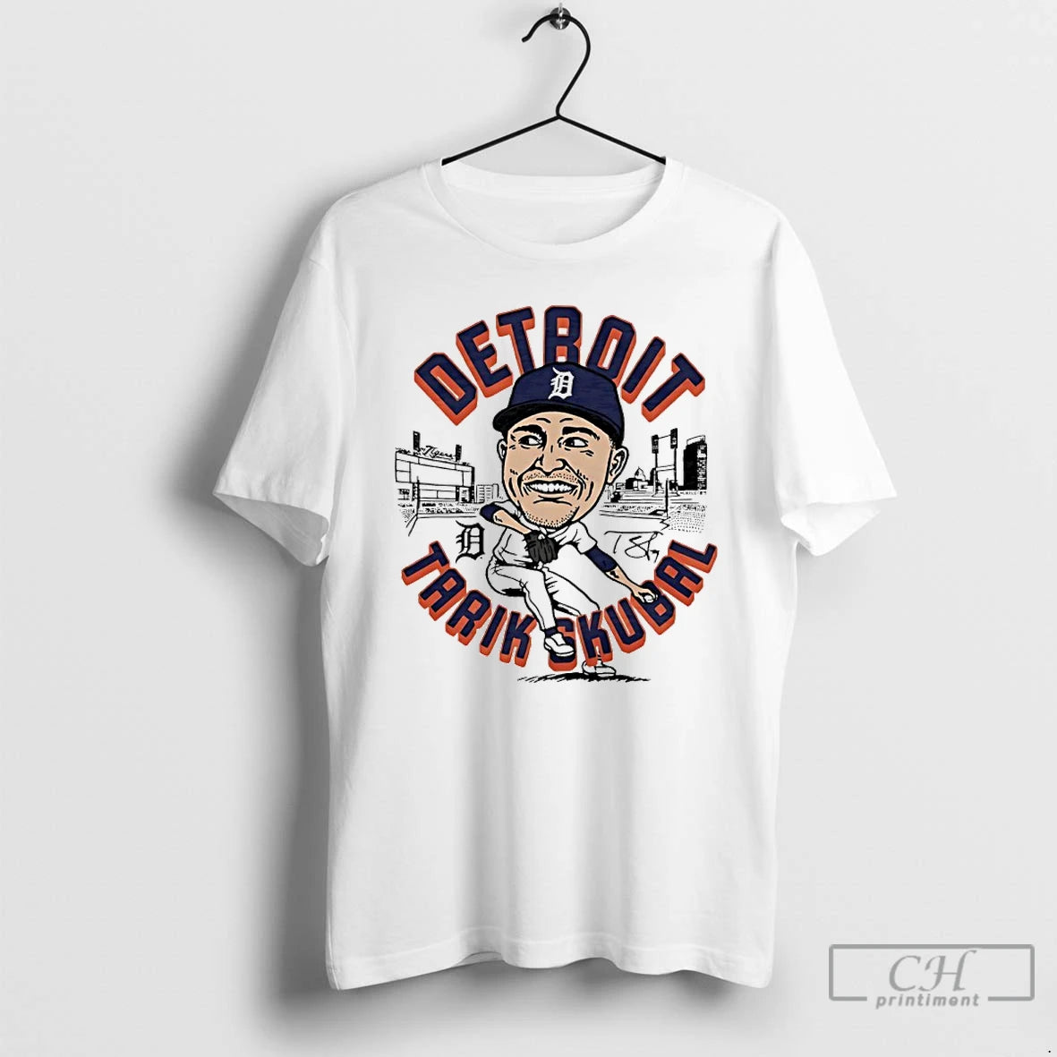 Tigers Tarik Skubal Player Signature Caricature - clothing by TeeHivey.com