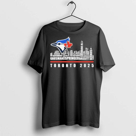 Premium Toronto Blue Jays Skyline Player Name Toronto 2025 T Shirts - clothing by TeeHivey.com