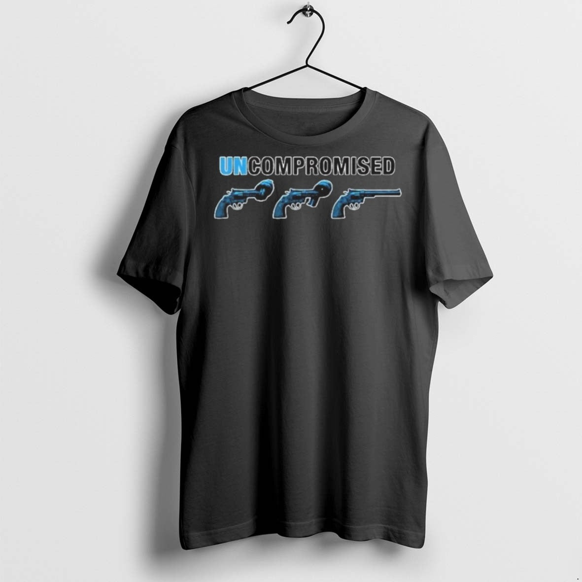 Premium Uncompromised Three Blue Pistols T Shirts - clothing by TeeHivey.com