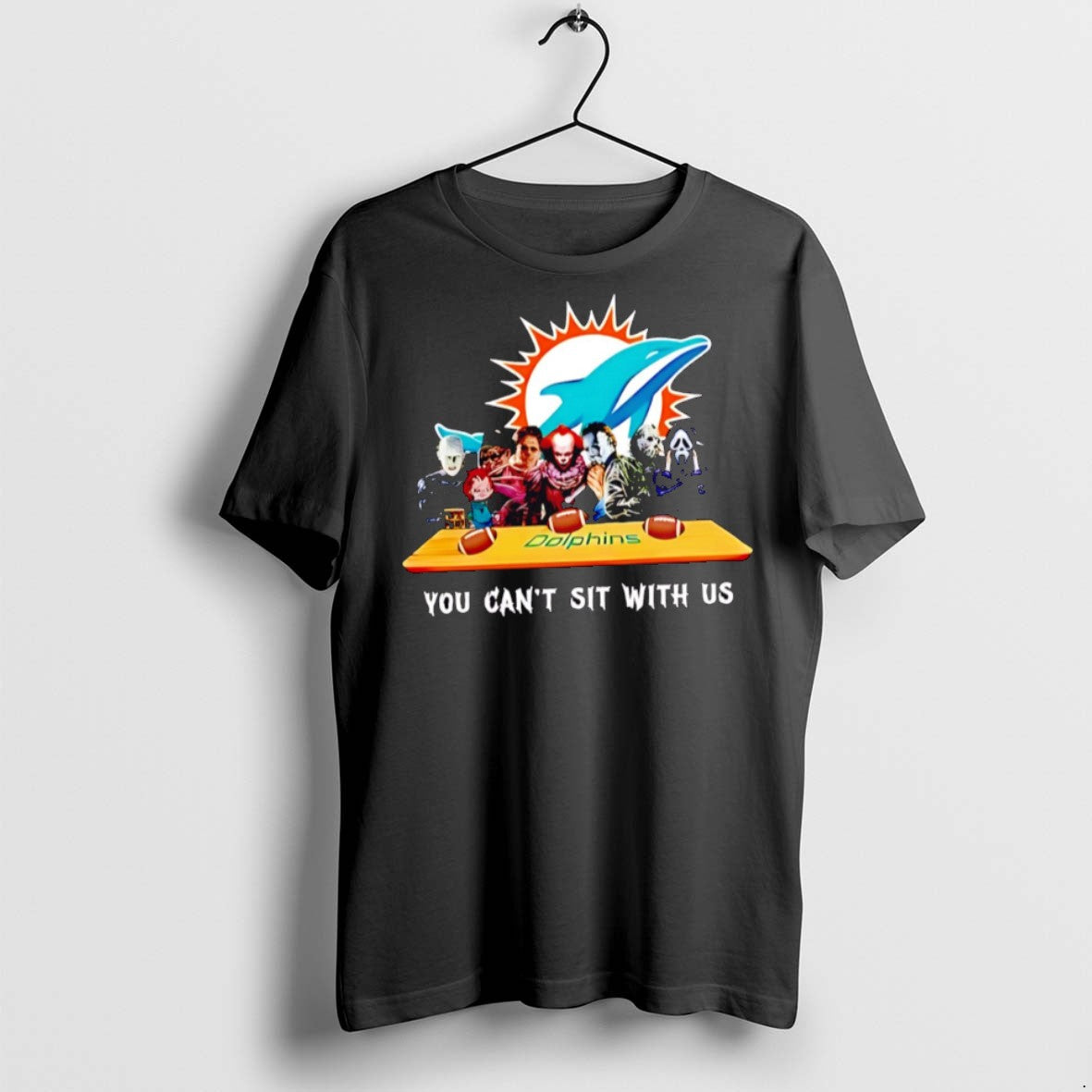 Premium You Cant Sit With Us Dolphins Football Horror Movies Halloween T Shirts - clothing by TeeHivey.com