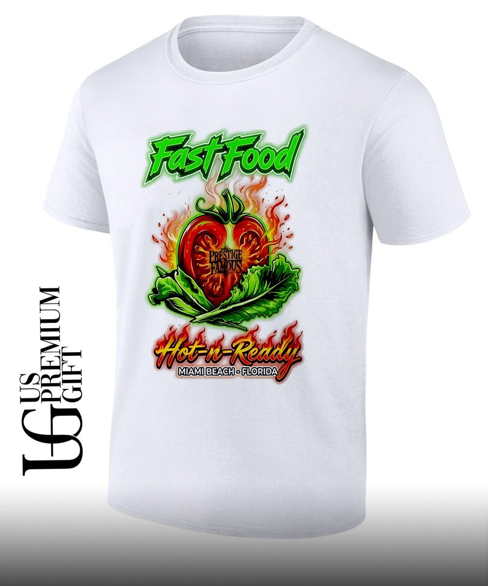 Prestige Famous Fast Food Hot n Ready Miami Beach Florida tomato lettuce shirt