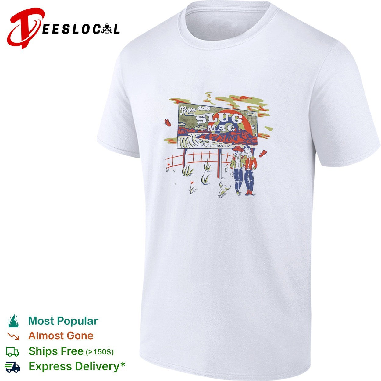 Pride 2026 Slug Mag Protect Trans Lives Desert Cowboy Illustration shirt