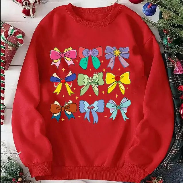 Princess Cute Ribbons And Bows Pastel Colors Logo T-Shirt, Princess Coquette Bow Shirt, Princess Bow Shirt, Trendy Christmas Sweatshirt