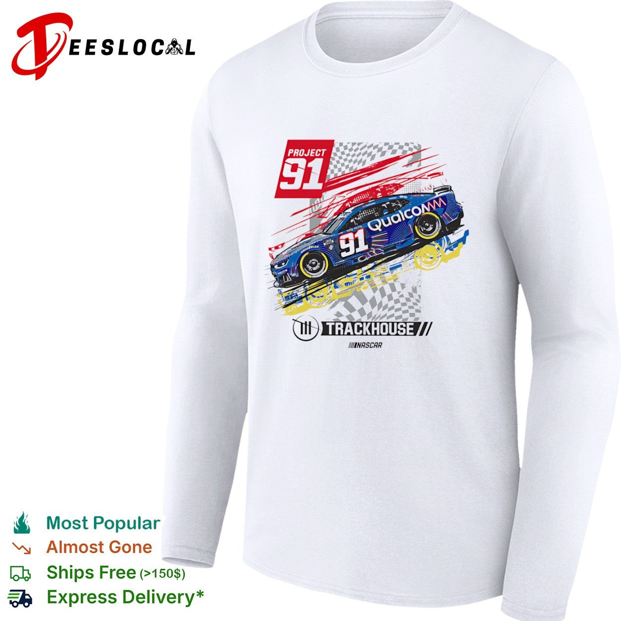 Project 91 Trackhouse Racing Qualcomm Nascar Chevrolet Camaro number 91 race shirt