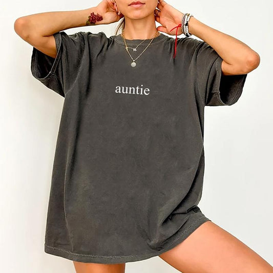 Promoted To Aunt Shirt, Auntie Tee, Titi Graphic Tee Women, In My Auntie Era Unhinged Shirt, Comfy Oversized Graphic Tee, Gift For Book New Aunt, Women's Tops, Womenswear, Cotton Fabric Relaxed Fit Chic Style