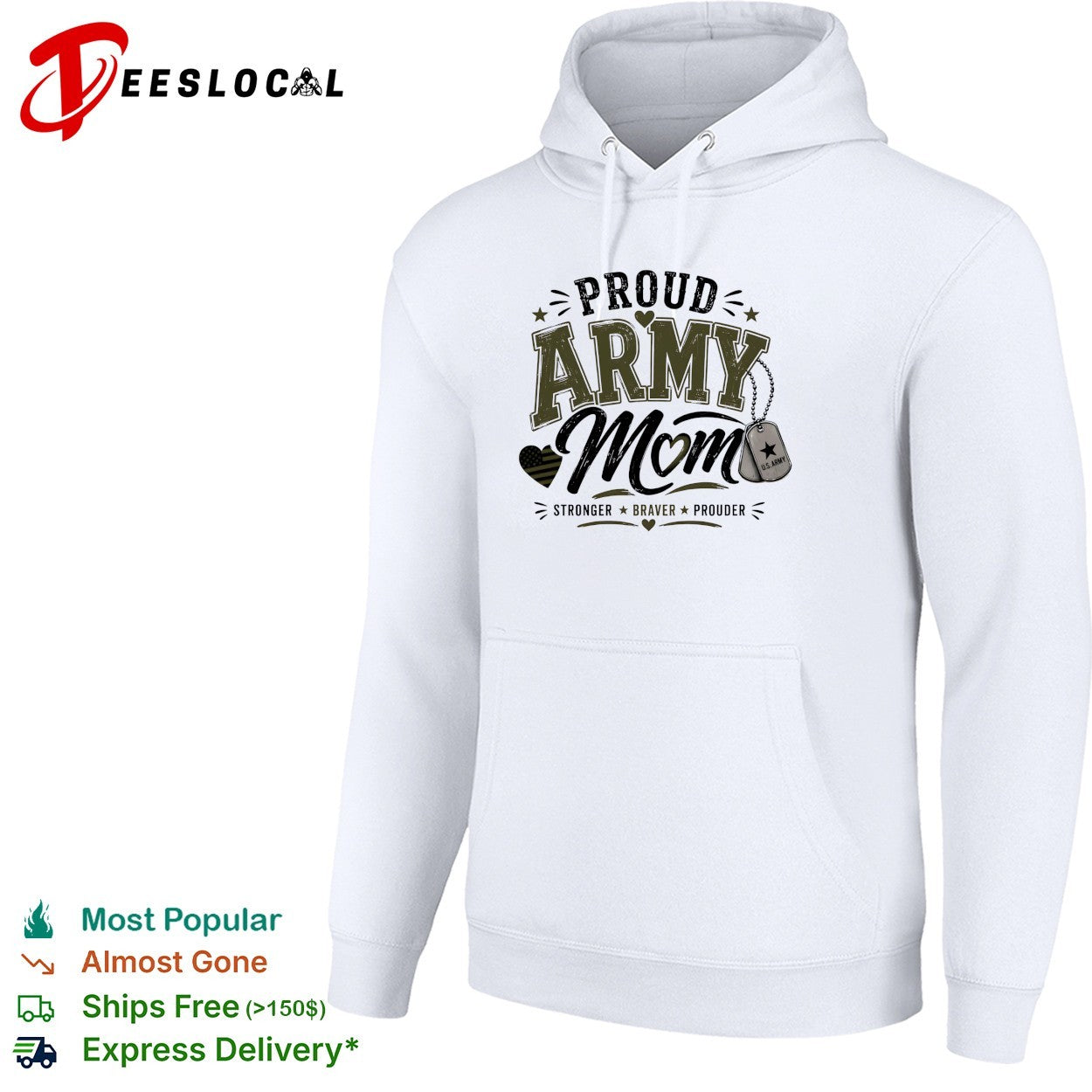 Proud Army Mom stronger braver prouder dog tags emblem art shirt