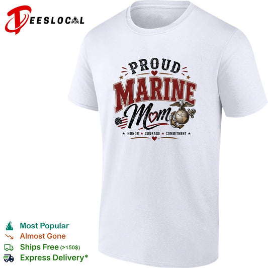 Proud Marine Mom honor courage commitment eagle emblem patriotic art shirt