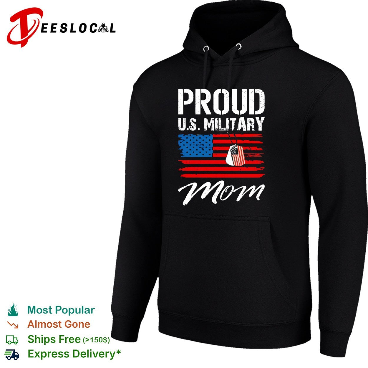 Proud US Military Mom USA flag dog tags distressed patriotic art shirt