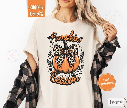 Pumpkin Season Shirt Comfort Colors, Fall Tshirt,  October Vibes Shirt for Women Oversized Crewneck Tee