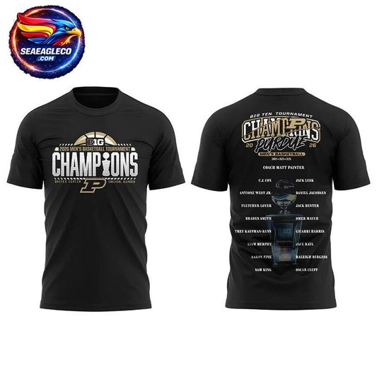 Purdue Boilermakers 2026 Big Ten Men’s Basketball Tournament Champions Two Sided Shirt