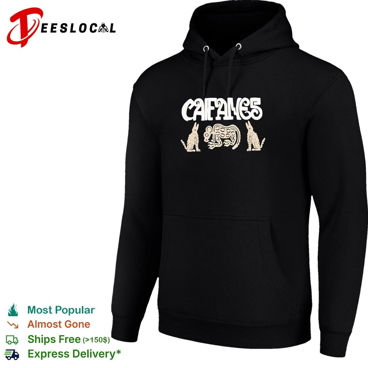 Caifanes rabbit and armadillo Aztec folk art illustration black graphic shirt