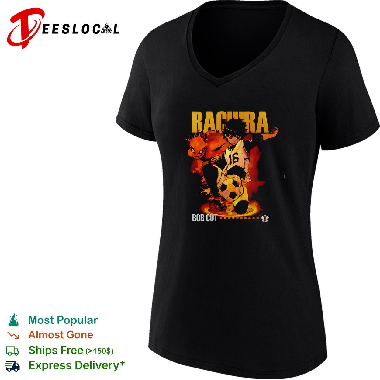 Bachira number 16 anime soccer player flame effect Bob Cut nickname graphic shirt