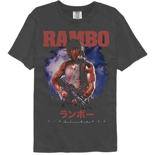Rambo - First Blood Japanese - American Classics - Gray Solid Adult Short Sleeve Comfort Color T-Shirt (Image 1)