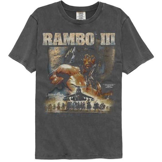Rambo - 3 Chopper Poster - American Classics - Gray Solid Adult Short Sleeve Comfort Color T-Shirt (Image 1)