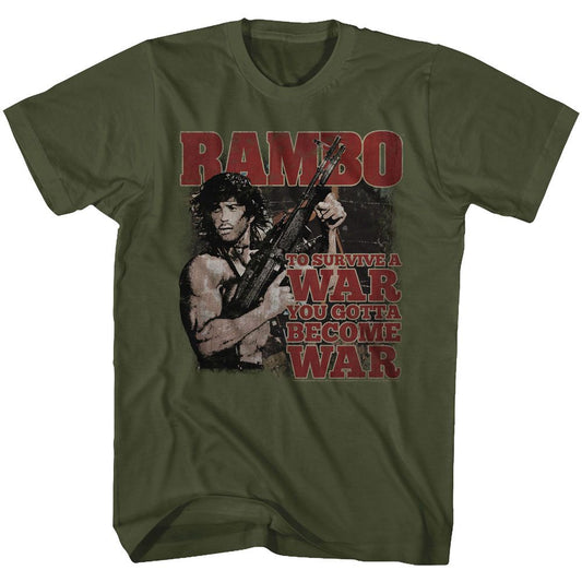 Rambo - Become War - Short Sleeve - Adult - T-Shirt - clothing by TeeHivey.com
