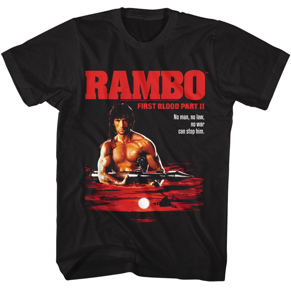 Rambo - Cant Stop Him - American Classics - Solid Black Adult Short Sleeve T-Shirt - clothing by TeeHivey.com (Image 1)