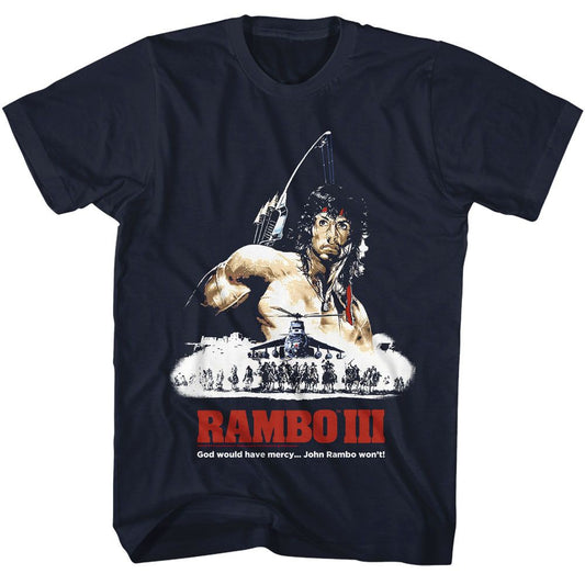 Rambo - God Would Have Mercy - American Classics - Solid Blue Adult Short Sleeve T-Shirt - clothing by TeeHivey.com (Image 1)