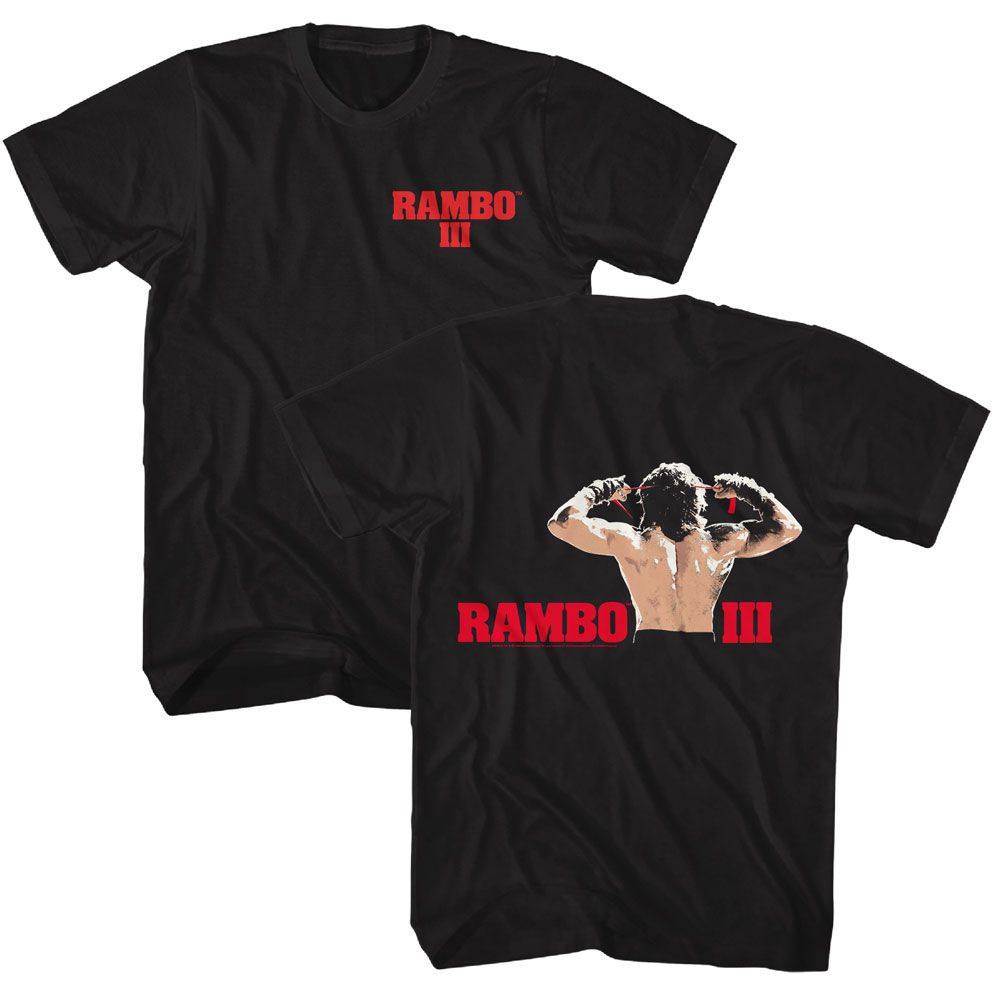 Rambo - Bandana - American Classics - Solid Black Adult Short Sleeve T-Shirt - clothing by TeeHivey.com (Image 1)