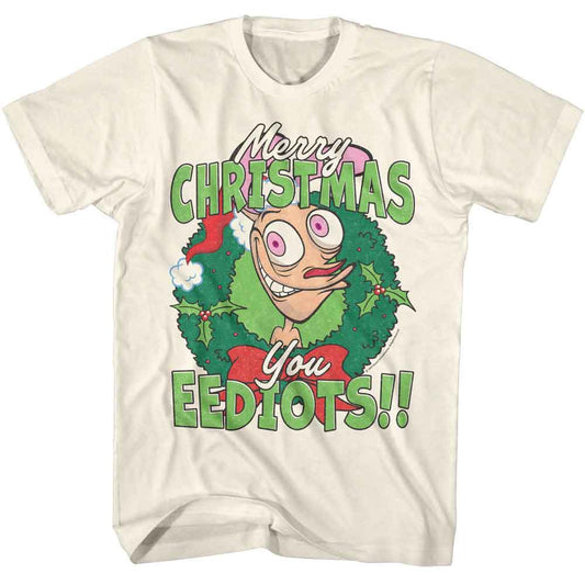 Ren And Stimpy - Merry Christmas Eediots - American Classics - Solid Off-White Adult Short Sleeve T-Shirt