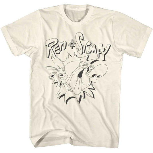 Ren And Stimpy - Monotone Logo - American Classics - Solid Off-White Adult Short Sleeve T-Shirt