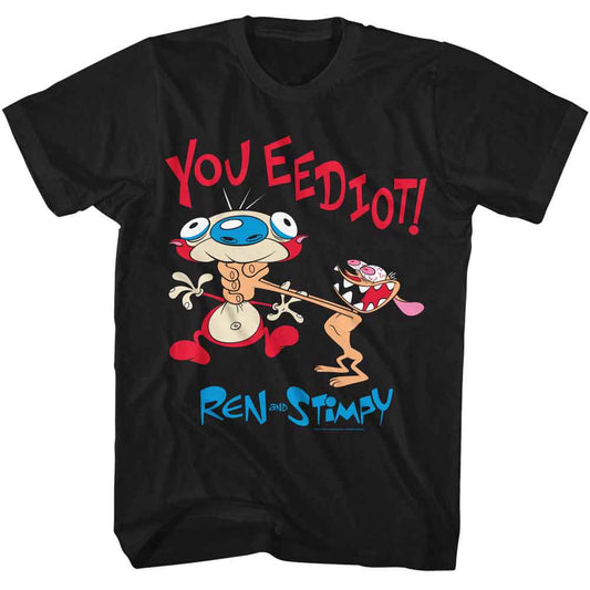 Ren And Stimpy - You Eediot - American Classics - Solid Black Adult Short Sleeve T-Shirt - clothing by TeeHivey.com (Image 1)