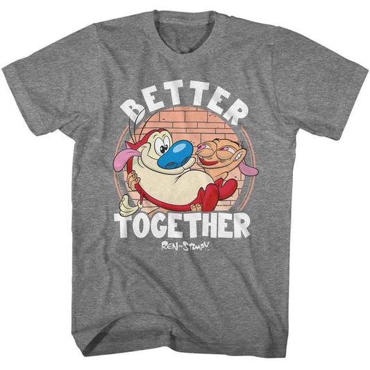 Ren And Stimpy - Better Together - American Classics - Graphite Heather Adult Short Sleeve T-Shirt (Image 1)