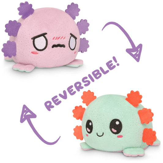 TeeTurtle Reversible Axolotl Plushie (Light Purple Sparkle + Aqua Sparkle)