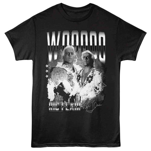 Ric Flair - B W Woo Collage - American Classics - Black Adult Short Sleeve T-Shirt