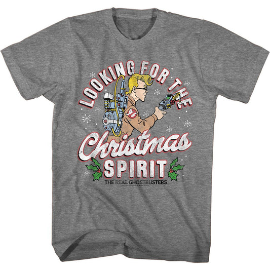 The Real Ghostbusters - Christmas Spirit - Short Sleeve - Heather  - Adult - T-Shirt - clothing by TeeHivey.com