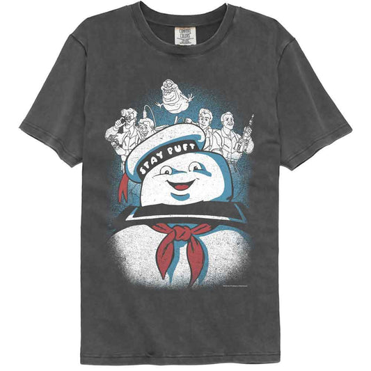 The Real Ghostbusters - Stay Puft And Ghostbusters - American Classics - Gray Solid Adult Short Sleeve Comfort... (Image 1)