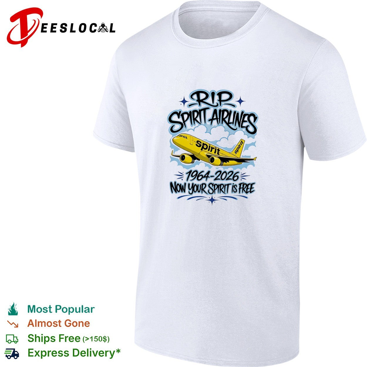 RIP spirit airlines 1964 2026 now your spirit is here vintage shirt