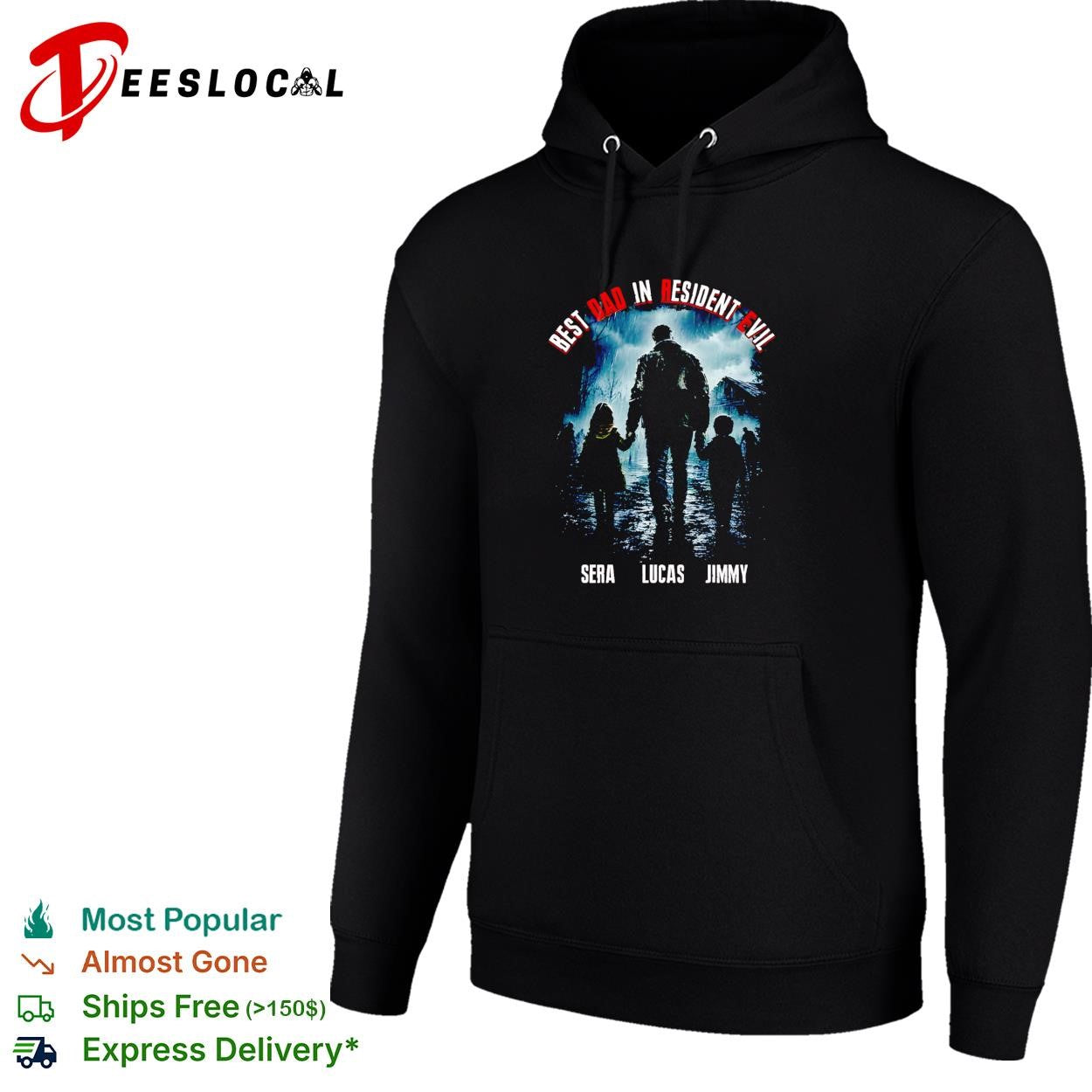 dad in Resident Evil family silhouette walking in the rain poster shirt