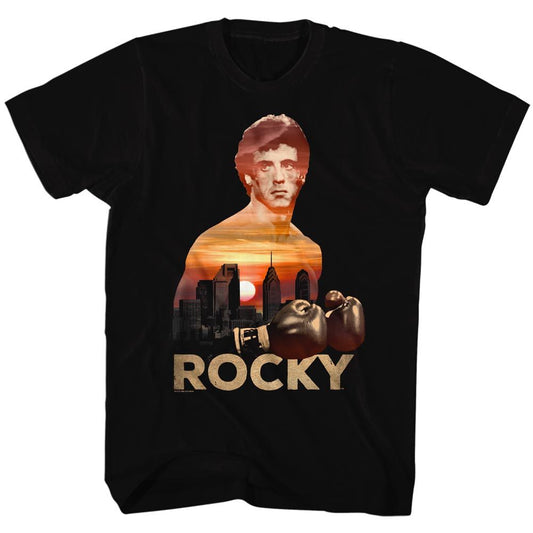 Rocky - Sunset Over Philly - Short Sleeve - Adult - T-Shirt - clothing by TeeHivey.com