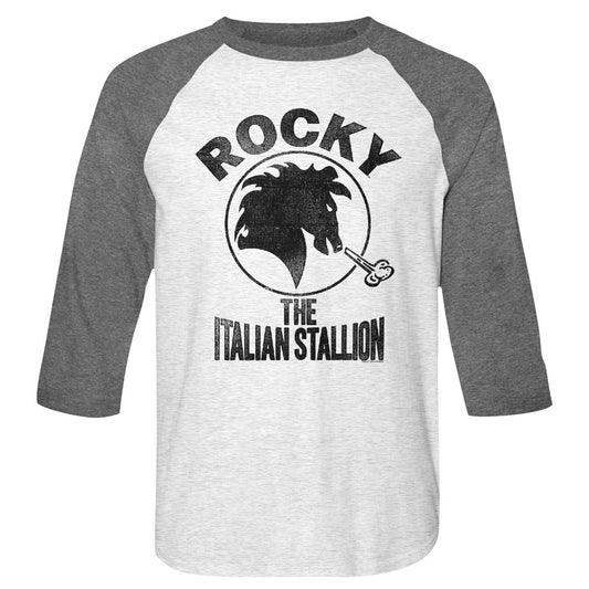 Rocky - Italian Stallion - 3/4 Sleeve - Heather - Adult - Raglan Shirt - clothing by TeeHivey.com