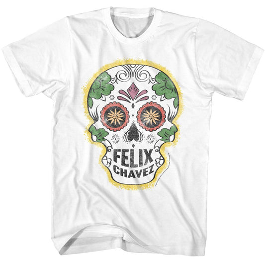 Rocky - Felix Chavez Skull - American Classics - Solid White Adult Short Sleeve T-Shirt