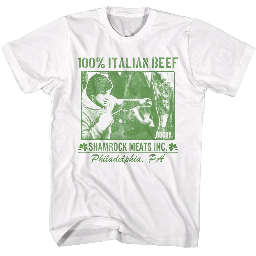 Rocky - Italian Beef - American Classics - Solid White Adult Short Sleeve T-Shirt - clothing by TeeHivey.com (Image 1)