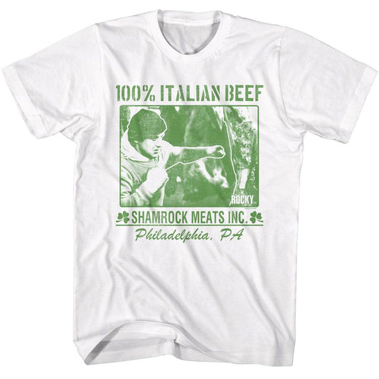 Rocky - Italian Beef - American Classics - Solid White Adult Short Sleeve T-Shirt - clothing by TeeHivey.com (Image 1)
