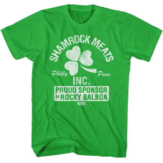 Rocky - Shamrock Meats Philly - American Classics - Solid Green Adult Short Sleeve T-Shirt (Image 1)