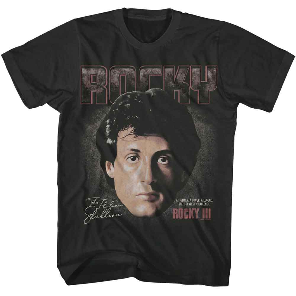 Rocky - Head - Officially Licensed - Gray Solid Front Print Adult Short Sleeve T-Shirt