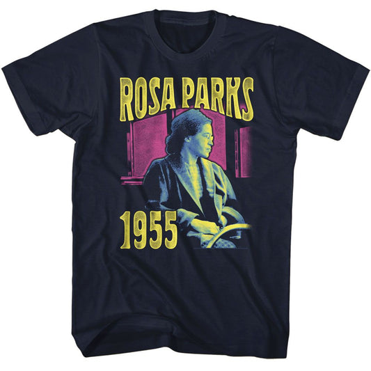 Rosa Parks - Bright - American Classics - Solid Blue Adult Short Sleeve T-Shirt - clothing by TeeHivey.com (Image 1)