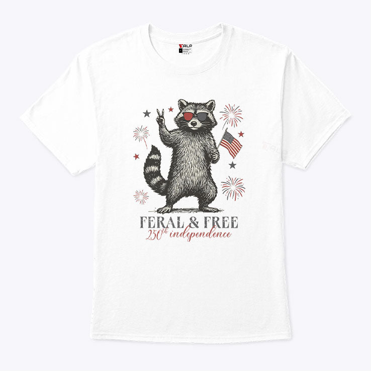 Raccoon Feral And Free America 250th Independence T Shirt