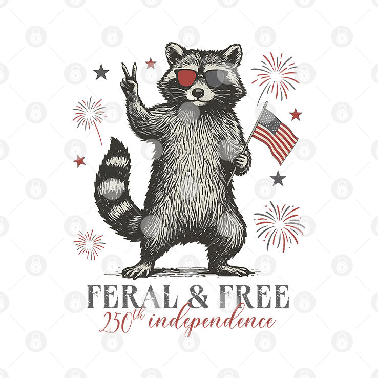 Raccoon Feral And Free America 250th Independence T Shirt