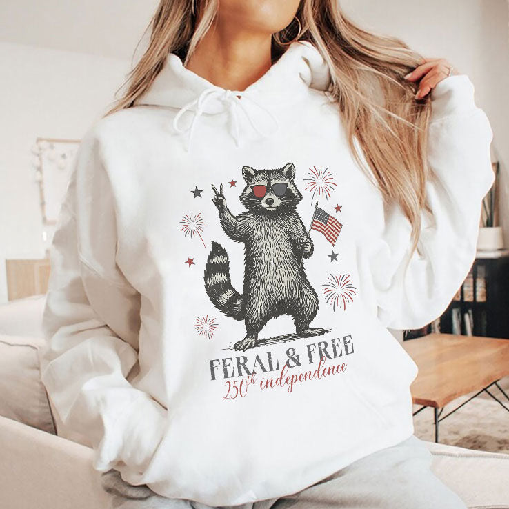 Raccoon Feral And Free America 250th Independence T Shirt