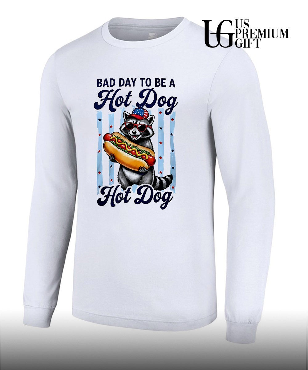 Raccoon Patriotic America Bad Day to be a Hot Dog shirt