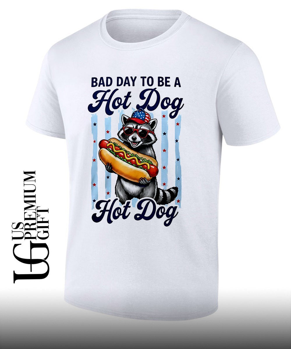 Raccoon Patriotic America Bad Day to be a Hot Dog shirt