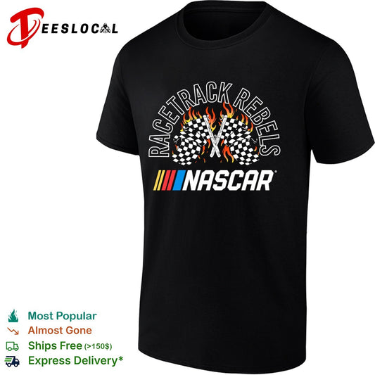 Racetrack Rebels NASCAR checkered flags flaming racing motorsport shirt